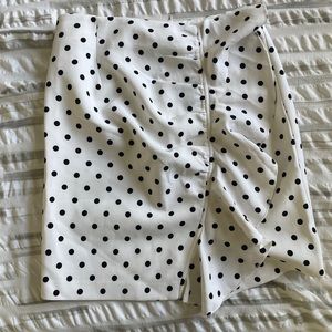 Black and white polka dot knee length skirt